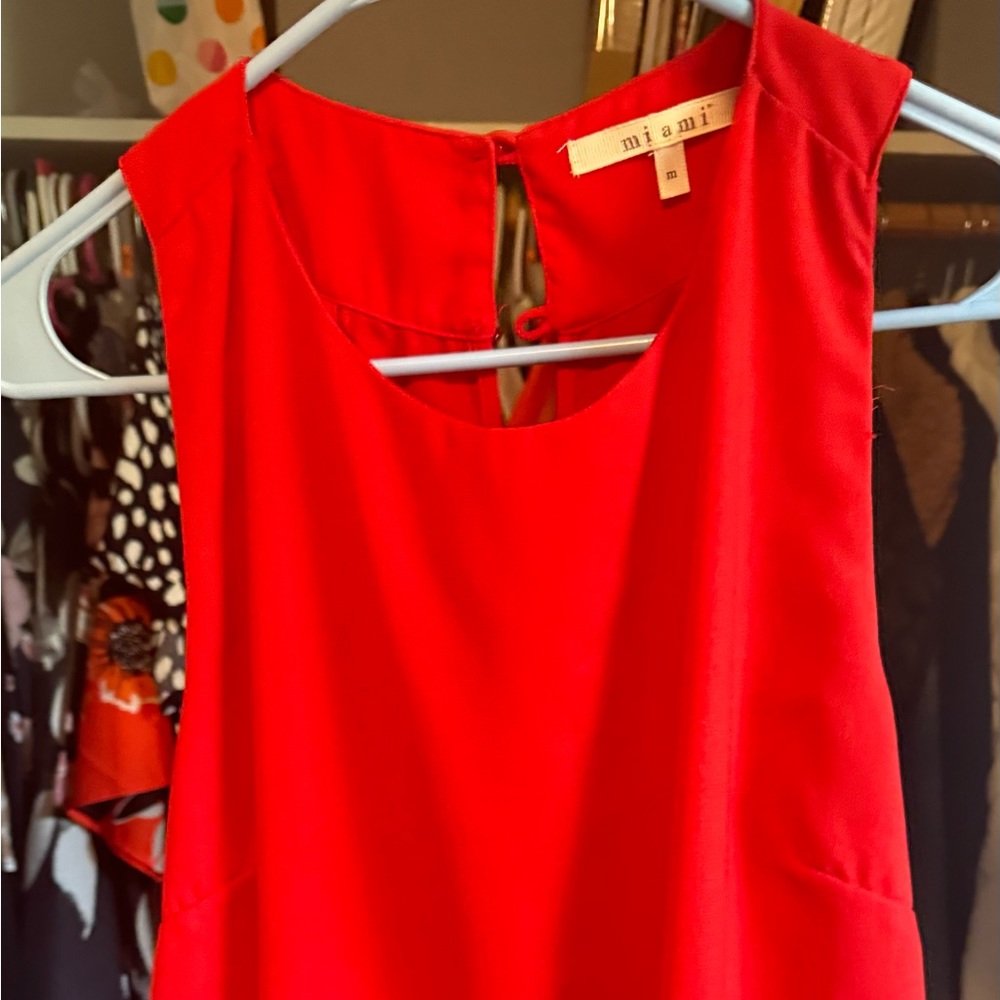 Red back less dress